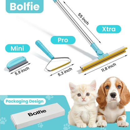 Bolfie 3 in 1 Carpet Rake for Pet Hair Removal, Tool Set of 3.